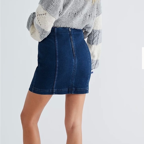 NWOT Free People Blue Mini Skirt - Picture 2 of 9